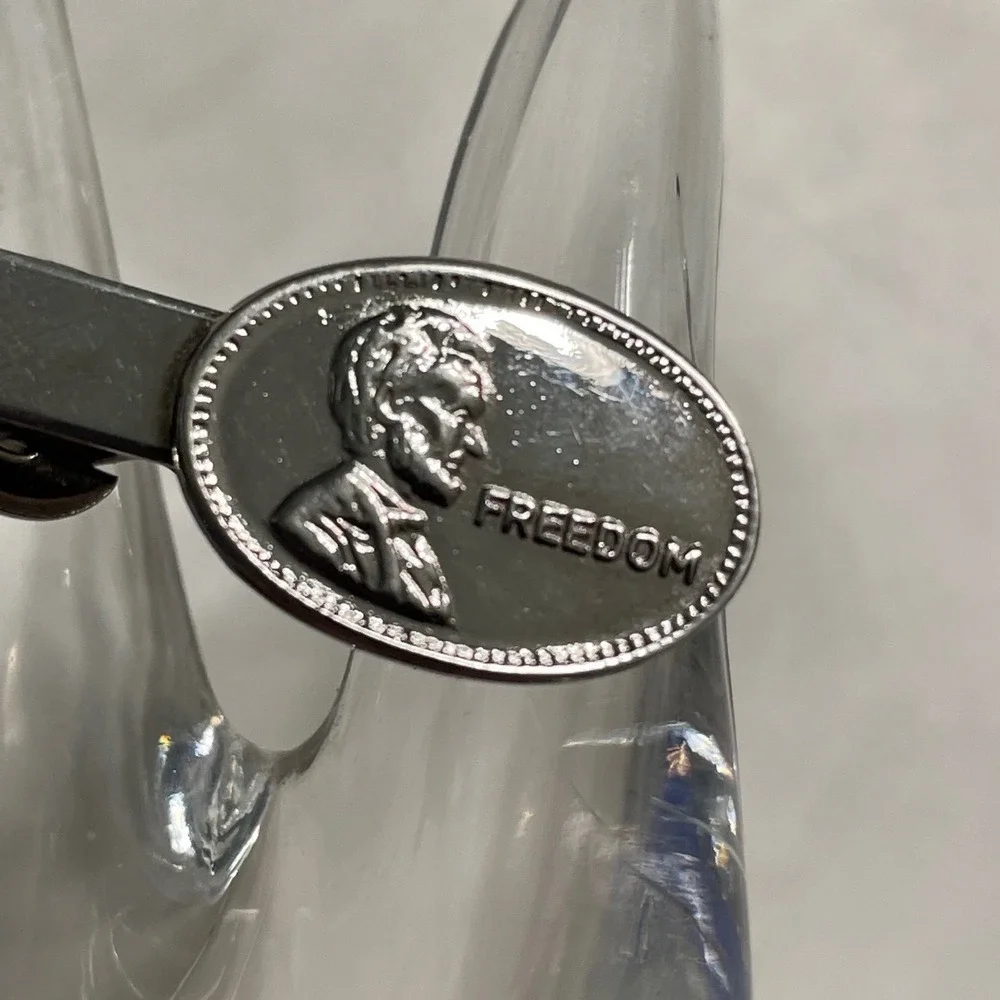 Abraham Lincoln Freedom Silver‎ Tone Vintage Unbranded Cufflinks Tie Clip Set